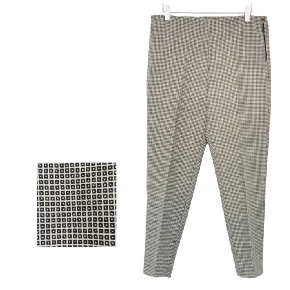 Judith & Charles Easy Care Slim Pants Gray Geo Print Sz 6 Flat Front Side Zipper